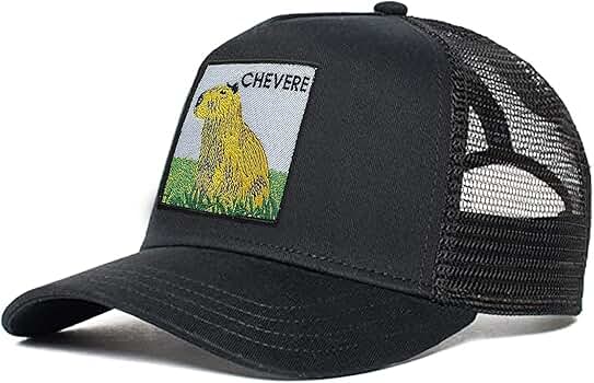 Z Zelvox, Adjustable Snapback Mesh Trucker Hat, Capybara Black Cap