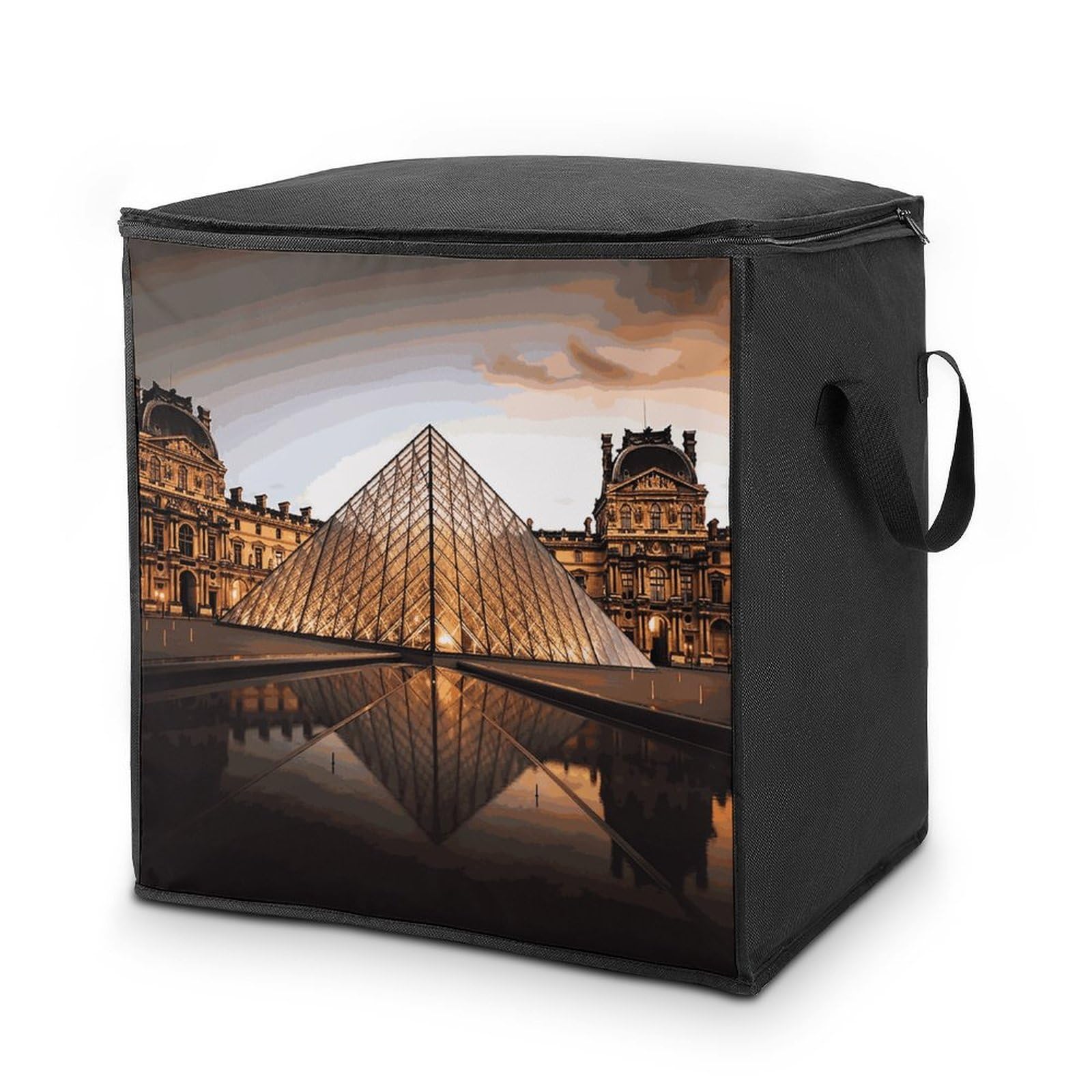70L Louvre Museum in Paris Storage Bag With Zipper Closet Organizers with Handle for Home Storage Organizer for Blankets Quilts Clothes Comforter Bedding And Pillows