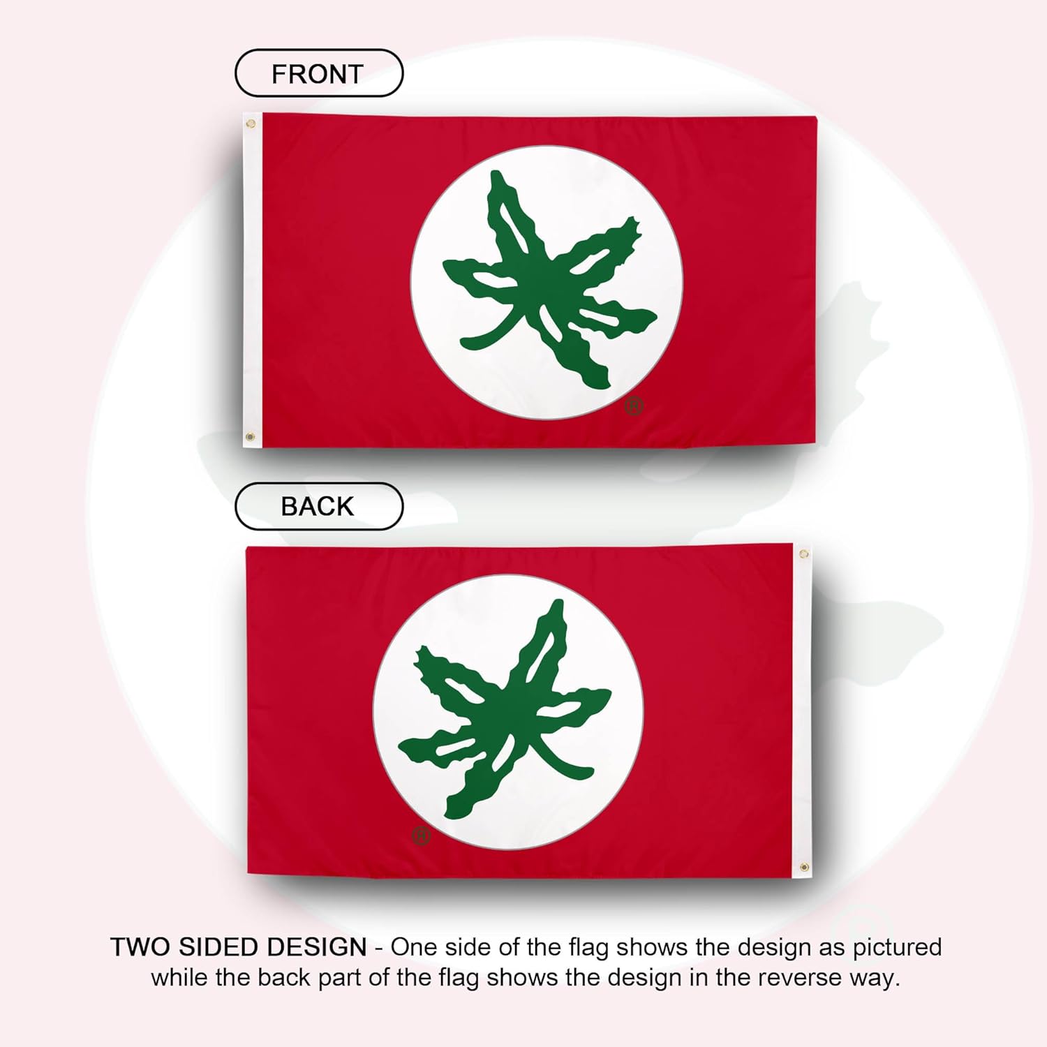 Desert Cactus Ohio State University OSU Flag - 3 x 5 Feet Buckeyes Banner, Indoor/Outdoor Durable Fabric, 100% Polyester Design (Style 19) - Image 2