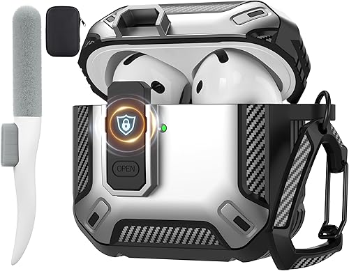 Vista 28 de Maxjoy Funda para AirPods 4 con cerradura, funda para AirPods de 4ª generación con kit de limpieza, a prueba de golpes, funda protectora para Azul