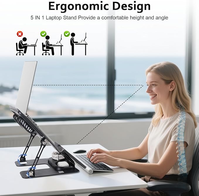 Soporte para laptop con carga inalámbrica y ventiladores miniatura 3