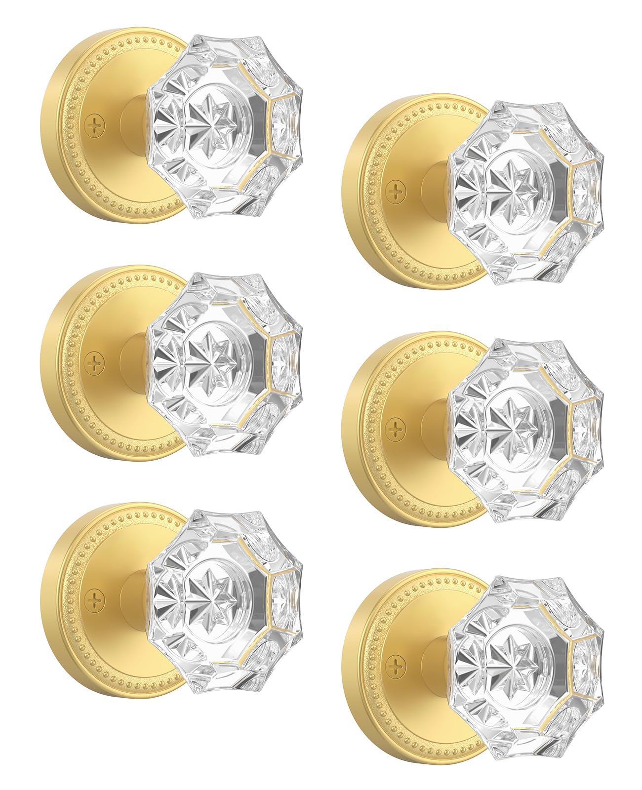 Champagne Bronze Crystal Door Knobs - Privacy Lock -15