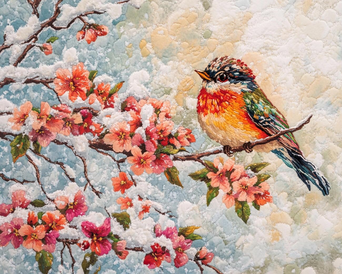 AMBATTERY Carpet Latch Hook Kit Birds in the Snow 90x120cm