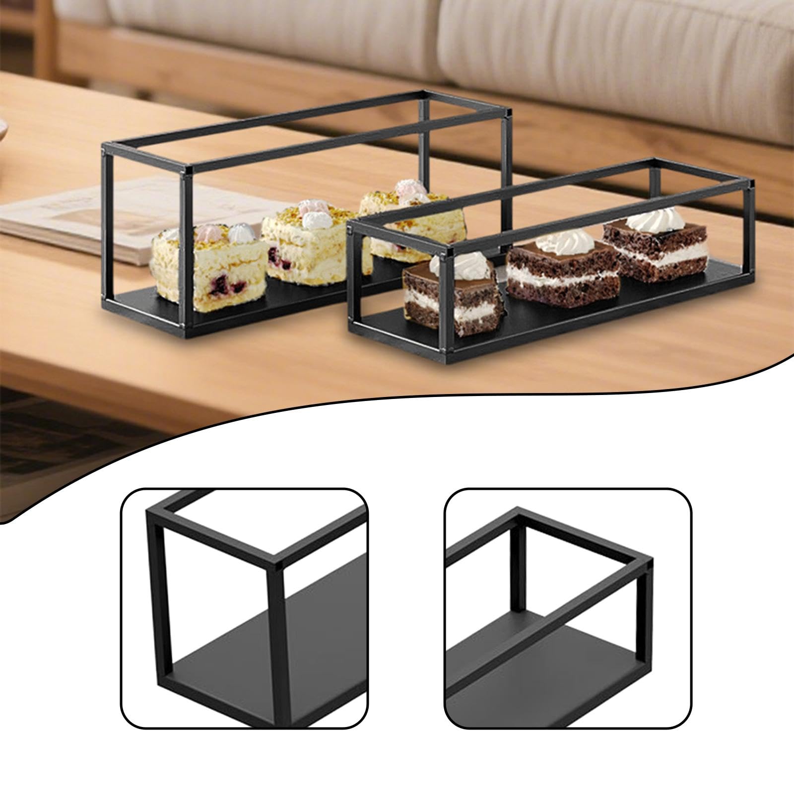 Perfeclan 2 Soportes metálicos para Cupcakes, bandejas para Servir, expositores para Cupcakes, Mesa de postres, Bandeja Rectangular para bufé de Hotel.