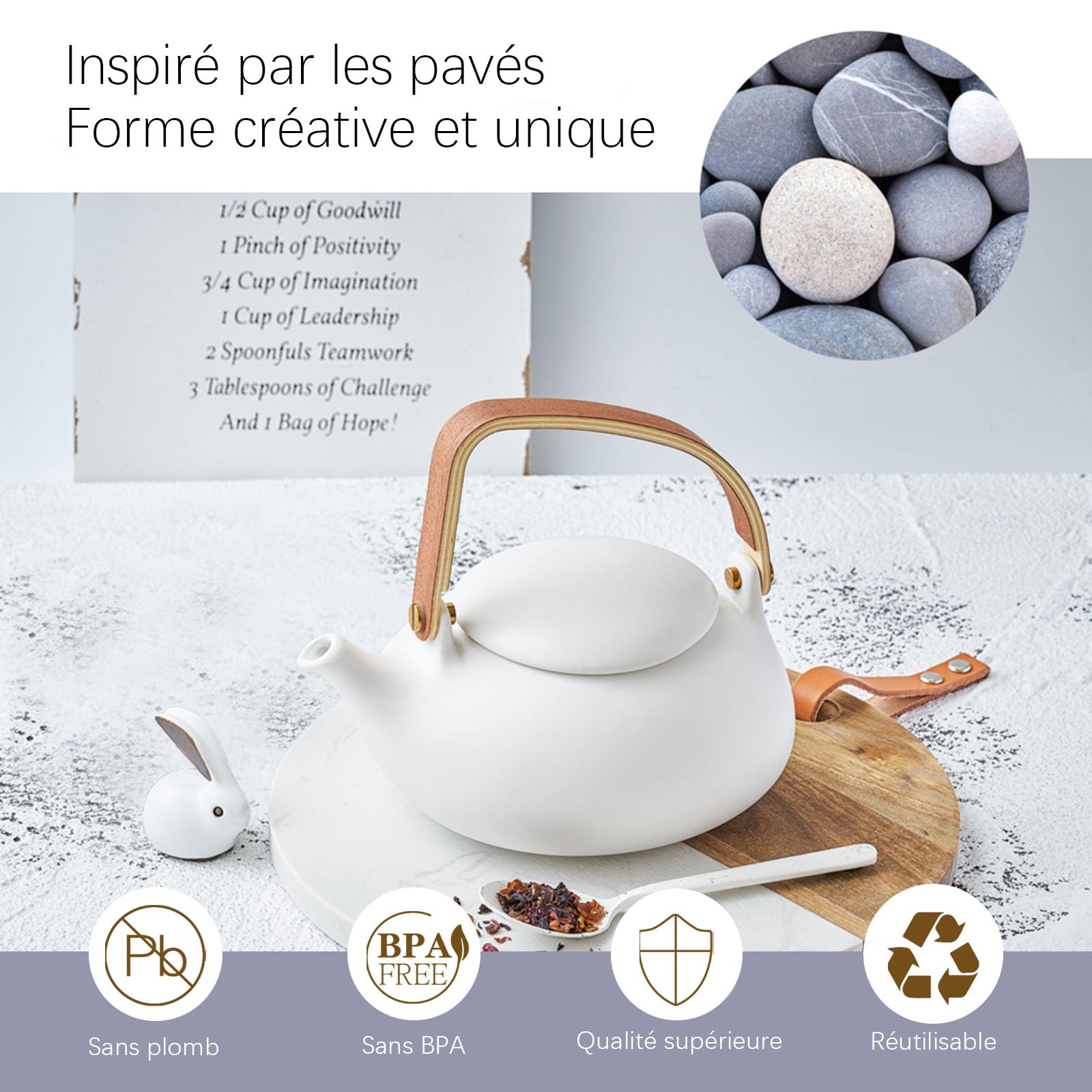 ZENS theiere con infusore per tè sfuso, 800 ml giapponese in teiera
