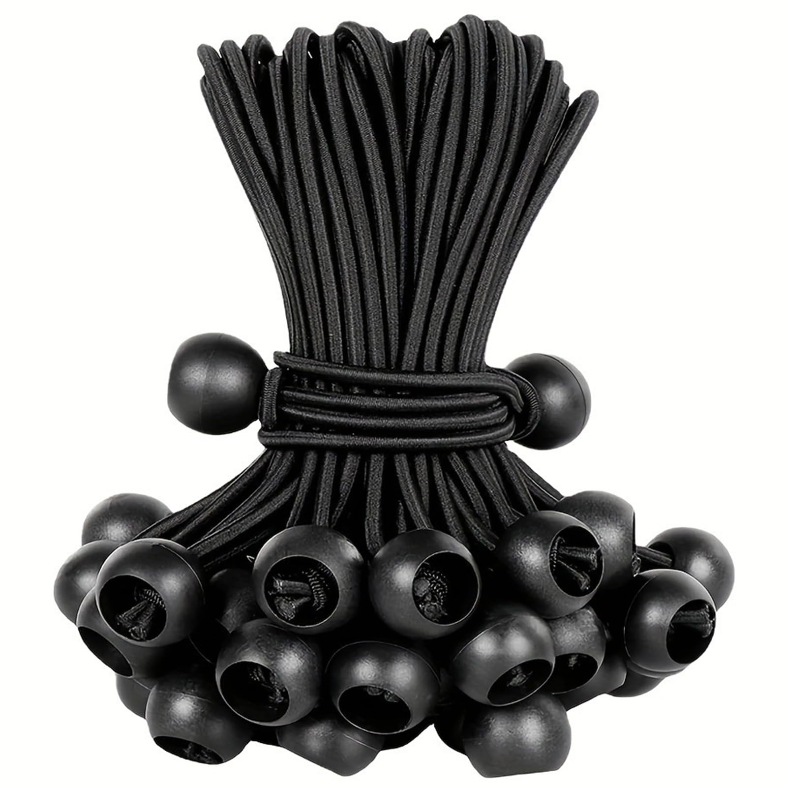KinetiCore 10Pcs Black Bungee Balls, 15cm Heavy Duty Tarpaulin Bungee Cords with Balls, Elastic Tarp Ties Toggle Straps for Gazebo, Tent, Marquee, Camping, Canopy, Flag & Furniture Covers