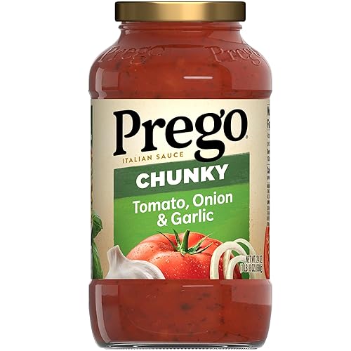 Prego Tomate grueso con salsa de pasta de ajo y cebolla, tarro de 24 onzas