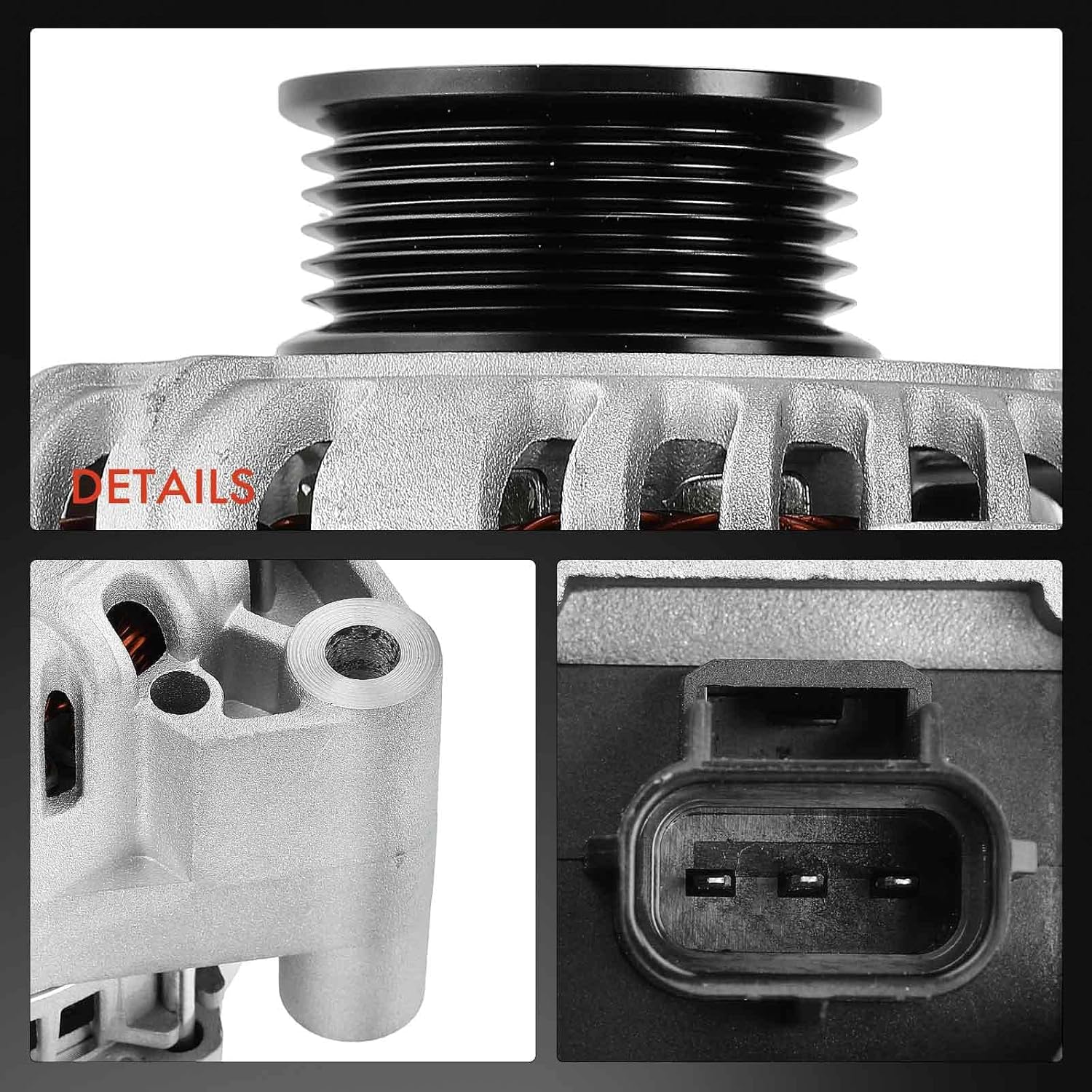 A-Premium Alternator Compatible with Ford Taurus & Mercury Sable 2000-2001 V6 3.0L, 12V 110A CW 6-Groove Pulley, Replace# YF1U10300DA, YF1Z10346DA