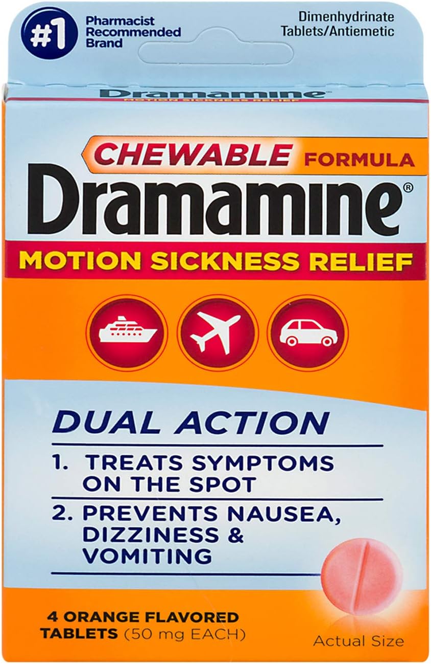 Amazon.com: Dramamine Motion Sickness Relief Chewable Formula | 4 ...