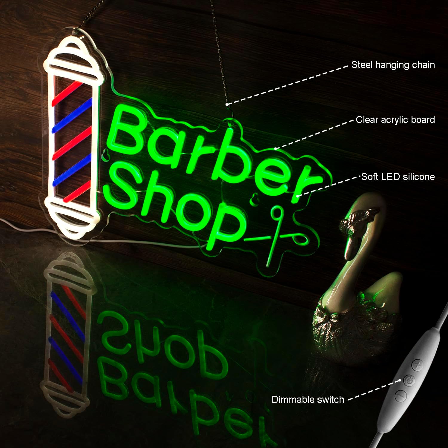 Barber Shop Neon Sign, Dimmable Business Barber Neon light image 2