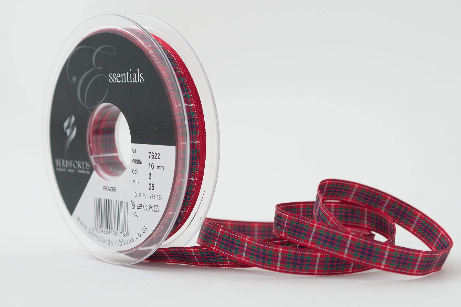 Berisfords Frazer Polyester Tartan Ribbon, 10 Mm