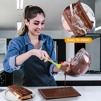 2 Pcs Silicone Moulds for Chocolate Bars, Chocolates Mould Deep with Scraper, Big Thick Chocolates Bar Moulds for Chocolate Candy Cake