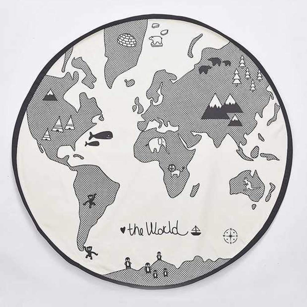 ABREEZE Adventure World Map Pattern Baby Play Mat,Crawling Mats Floor Playmat Activity Round Rug for Infant Child Kids 53 Inches