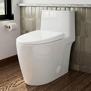 17.3" Elongated One Piece Toilet with Rimless Swirl Flush, Los Flexi Modern Toilets For Bathrooms, ADA Chair Height, Dual Flush 1.0/1.28 GPF, White 17 Inch Toilet Bowl, Soft-Close Seat & 12" Rough-In