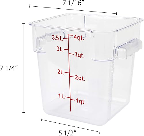 Vista 4 de Excellante - Recipientes cuadrados de polipropileno de 4 cuartos de galón, color blanco