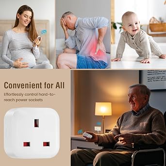 SURAIELEC Remote Control Plug Socket UK, 13A Remote Control Sockets, 3 Pack | 30M/100ft wireless range, controls 3 sockets with 1 remote. 3120W max, ideal for lamps, appliances and hard-to-reach outlets