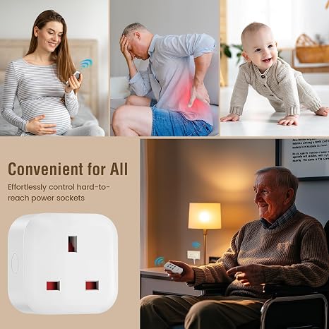 SURAIELEC Remote Control Plug Socket UK, 13A Remote Control Sockets, 3 Pack | 30M/100ft wireless range, controls 3 sockets with 1 remote. 3120W max, ideal for lamps, appliances and hard-to-reach outlets