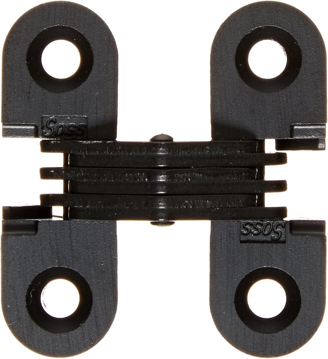 SOSS - 103CUS19 103 Zinc Invisible Hinge with Holes for Wood or Metal Applications, Mortise Mounting, Black E-Coat Exterior Finish (Pack of 2)