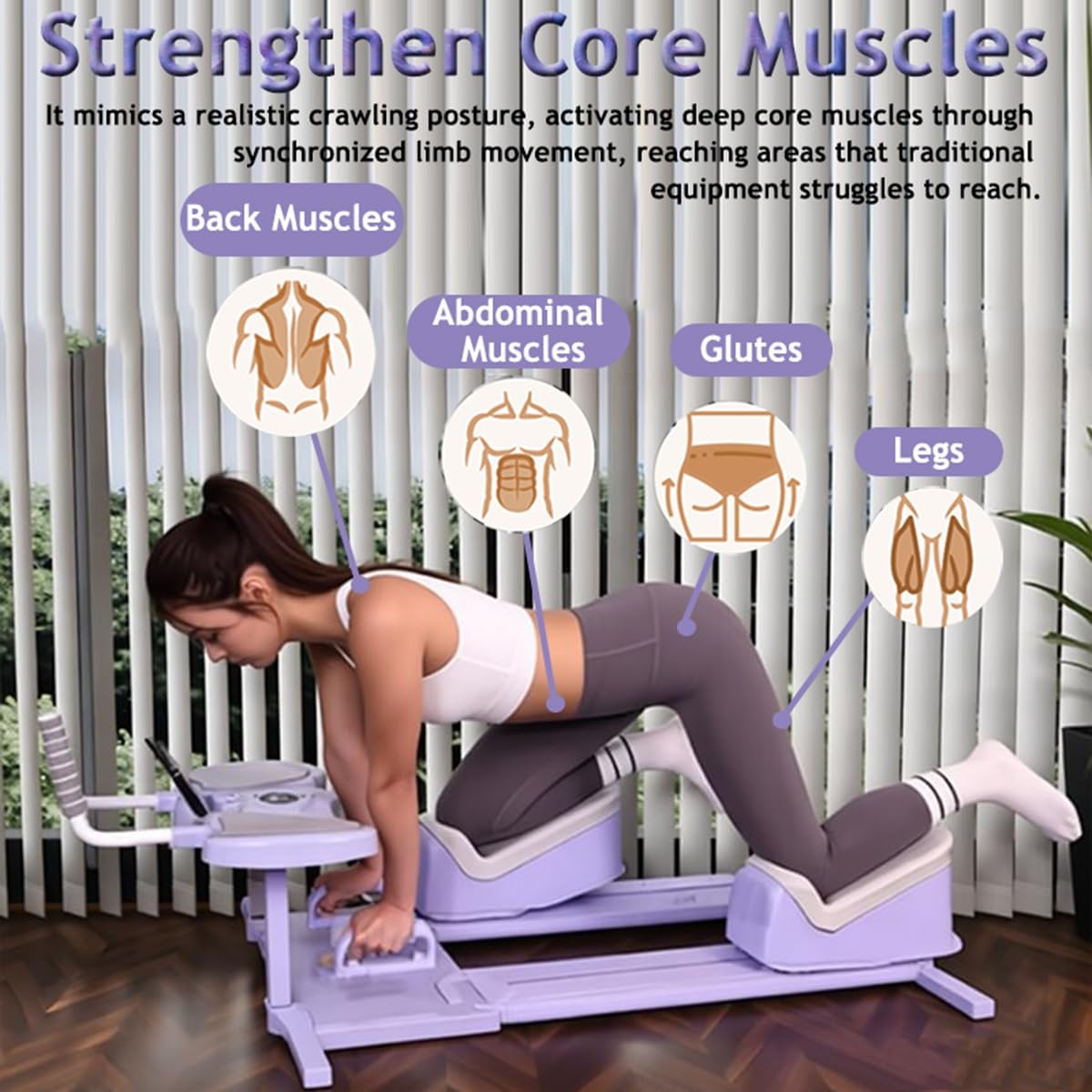 Spine Twist & Stretch Trainer – maszyna do ćwiczeń pełzania, modelująca talię, rozciągająca nogi i aktywująca mięśnie korpusu, 3-stopniowa regulacja wysokości, długość pełzania 70 cm