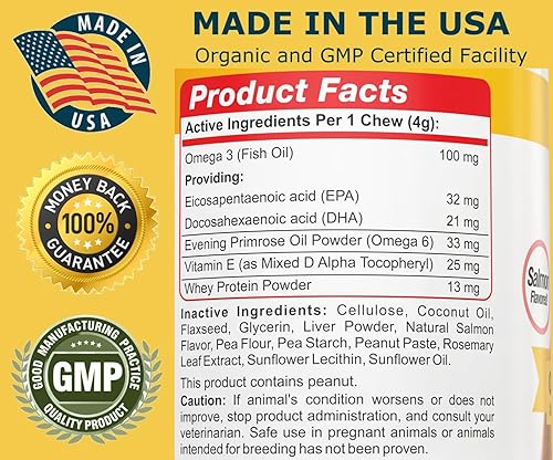 Miniatura 5 de Amazing Omega 3 para perros Aceite de pescado Omega 3 para perros, suplemento para aliviar la picazón en la piel para piel seca y puntos calientes