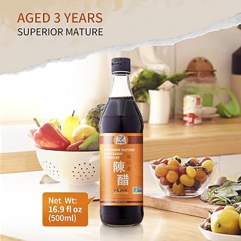 52USA Chinkiang Vinegar 16.9 fl oz (500ml), 3 Years Mature Aged Black Rice Vinegar, Chinese Black Vinegar, Zhenjiang Vinegar. Non-GMO Project Verified Vinegar