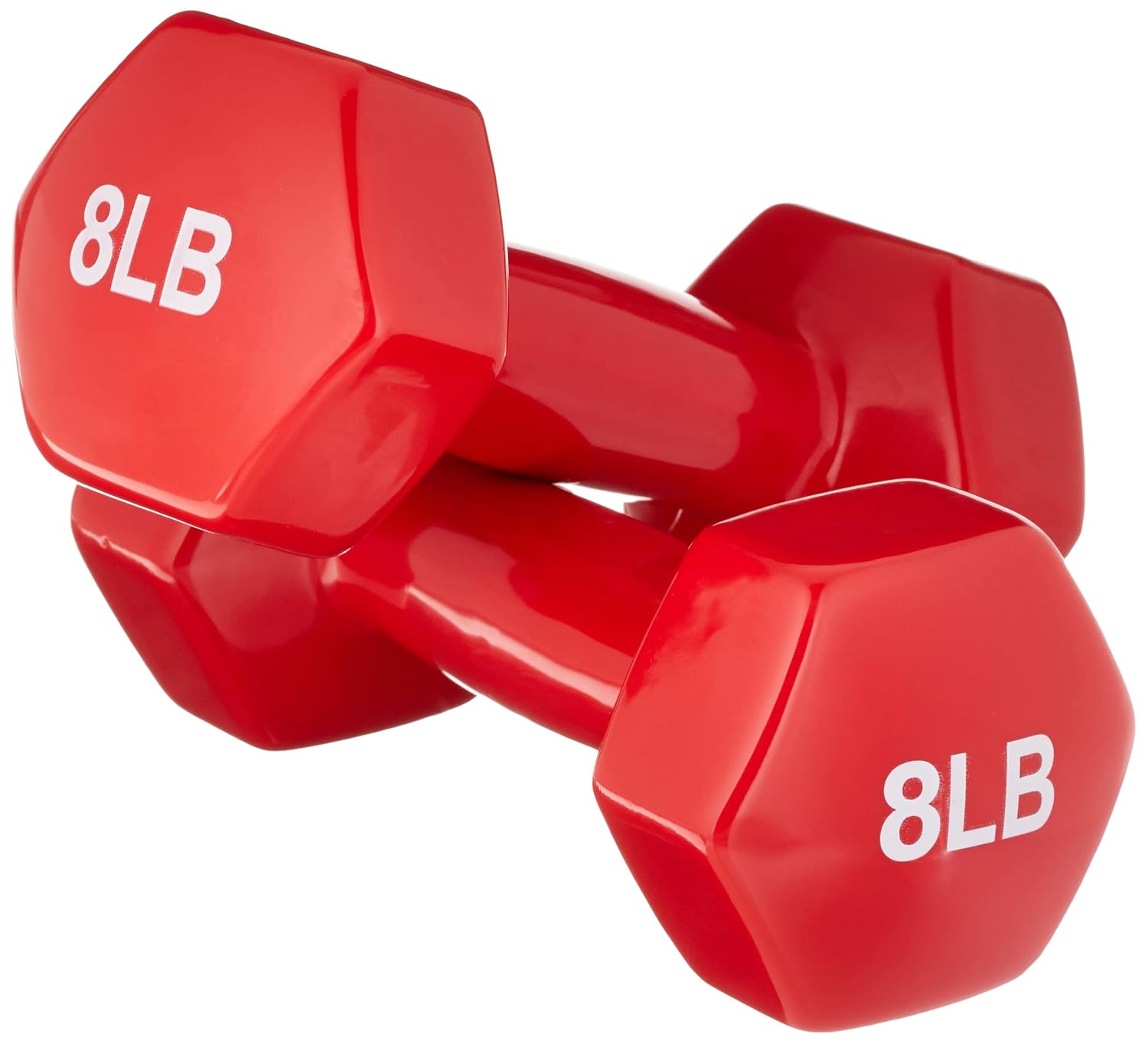 amazon basics Vinyl 8 Pound Dumbbells – Set of 2, Red pounds