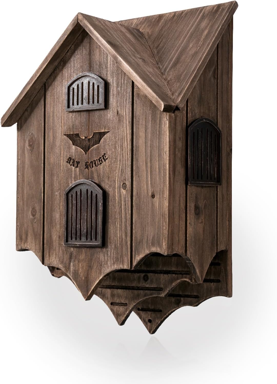 Bat House for Outdoors - Large Double Chamber Bat Box with Unique Design to Attract Bats, Sturdy Wooden Bats Shelter for Outside for Tree, Weather-Resistant, Easy to Hang, Brown