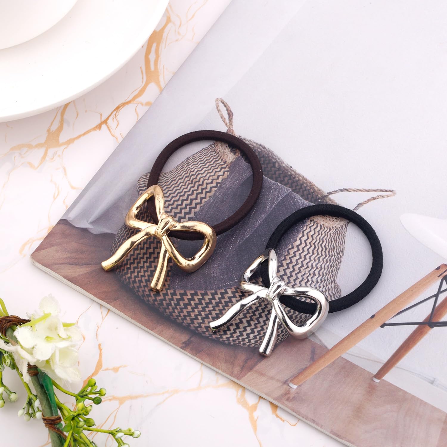 6pcs Metal Bow Hair Ties - Image 3