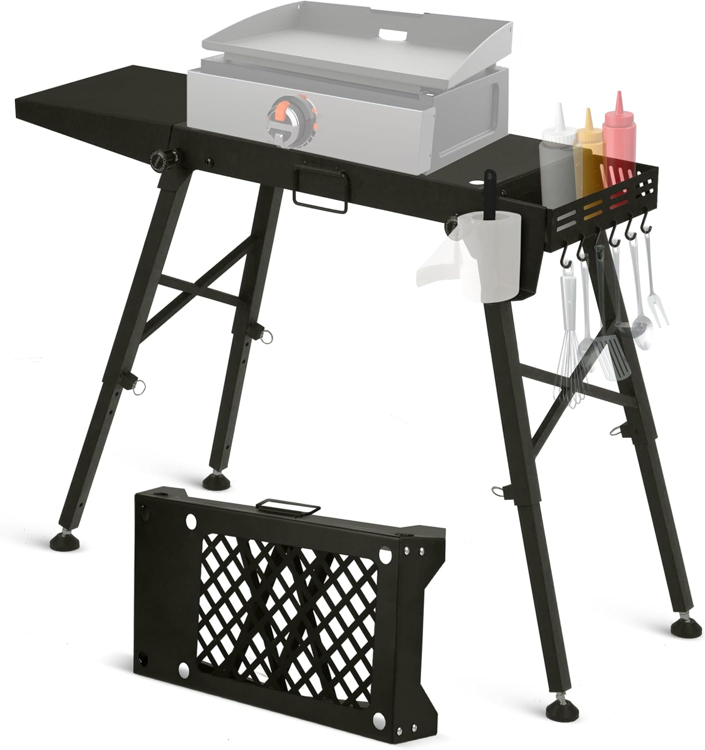 griddle stand for blackstone griddle table fits blackstone table top grill 17 inch and 22 inch portable with folding and height adjustable legs without wheels