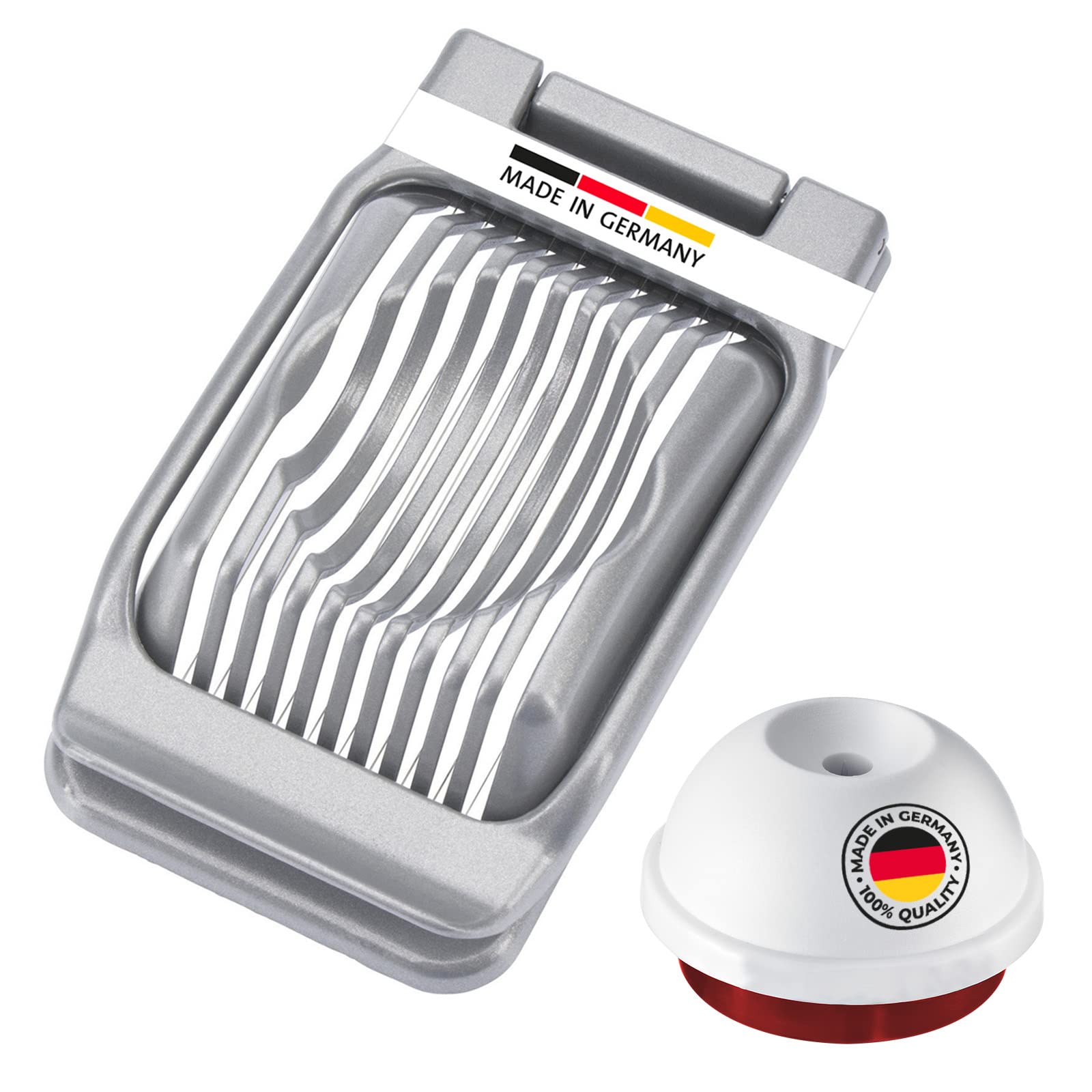 Westmark Set, 2pcs, 1 Egg Divider for Round and Oval Slices + 1 Egg Spike/Egg Piercer, Aluminium/Stainless Steel/Plastic, Duplex, Silver/red/White, 102022E6
