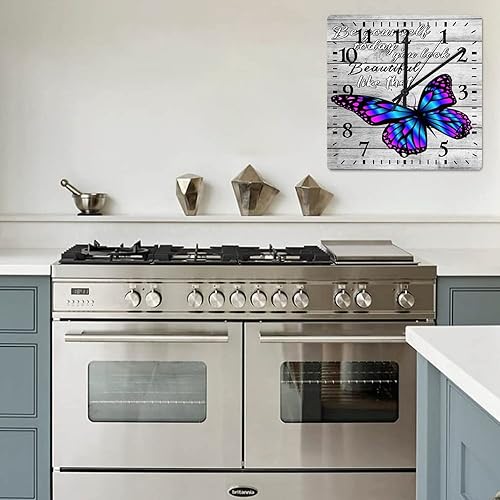 Miniatura 7 de Reloj de pared Be Yourself Today You Look Beautiful Like That de 15 pulgadas, de cuarzo, sin tictac, inspirador mariposa, frase motivacional,