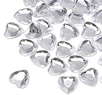 Vista 44 de MECCANIXITY 20 piezas de diamantes de imitación acrílicos de corazón de 0.98 pulgadas (0.984 in) con parte trasera plana, gemas de plástico