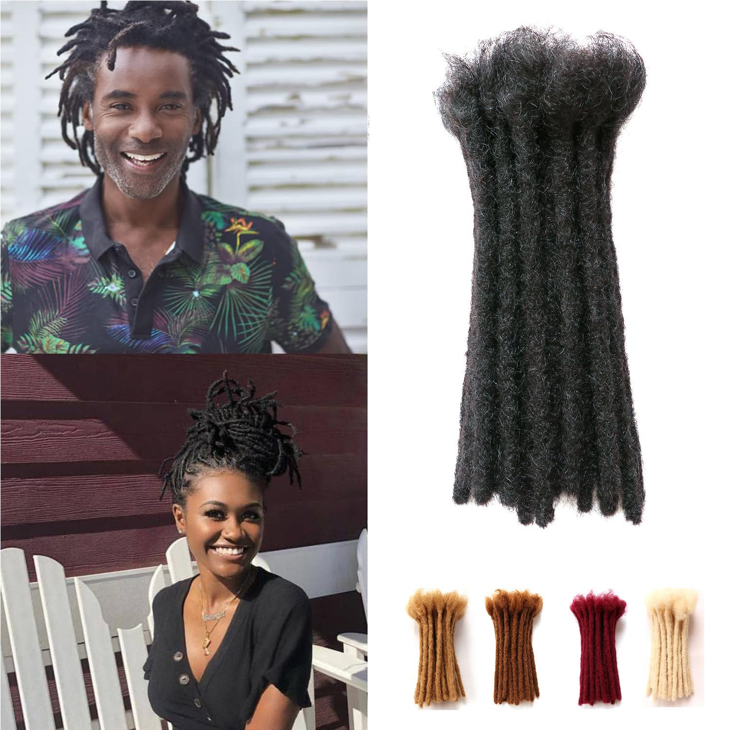 Dreadlock Extensions Human Hair Extensions for Braiding 0.8cm Afro Kinkyhair for Braiding Black Hair Extensions Dreadlocks Extensions (1B-0.8cm