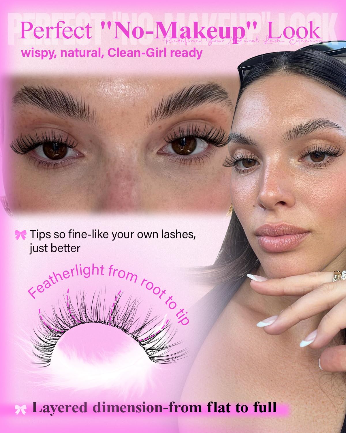 Wispy Wimpern-Cluster, natürliche Wimpernbügel, unsichtbar, dünnes Band, 8–16 mm, Cluster-Wimpernverlängerung, DIY-Wimpernverlängerungen mit D-Curl, breite Spannweite, einzelne Wimpern von WTVANE