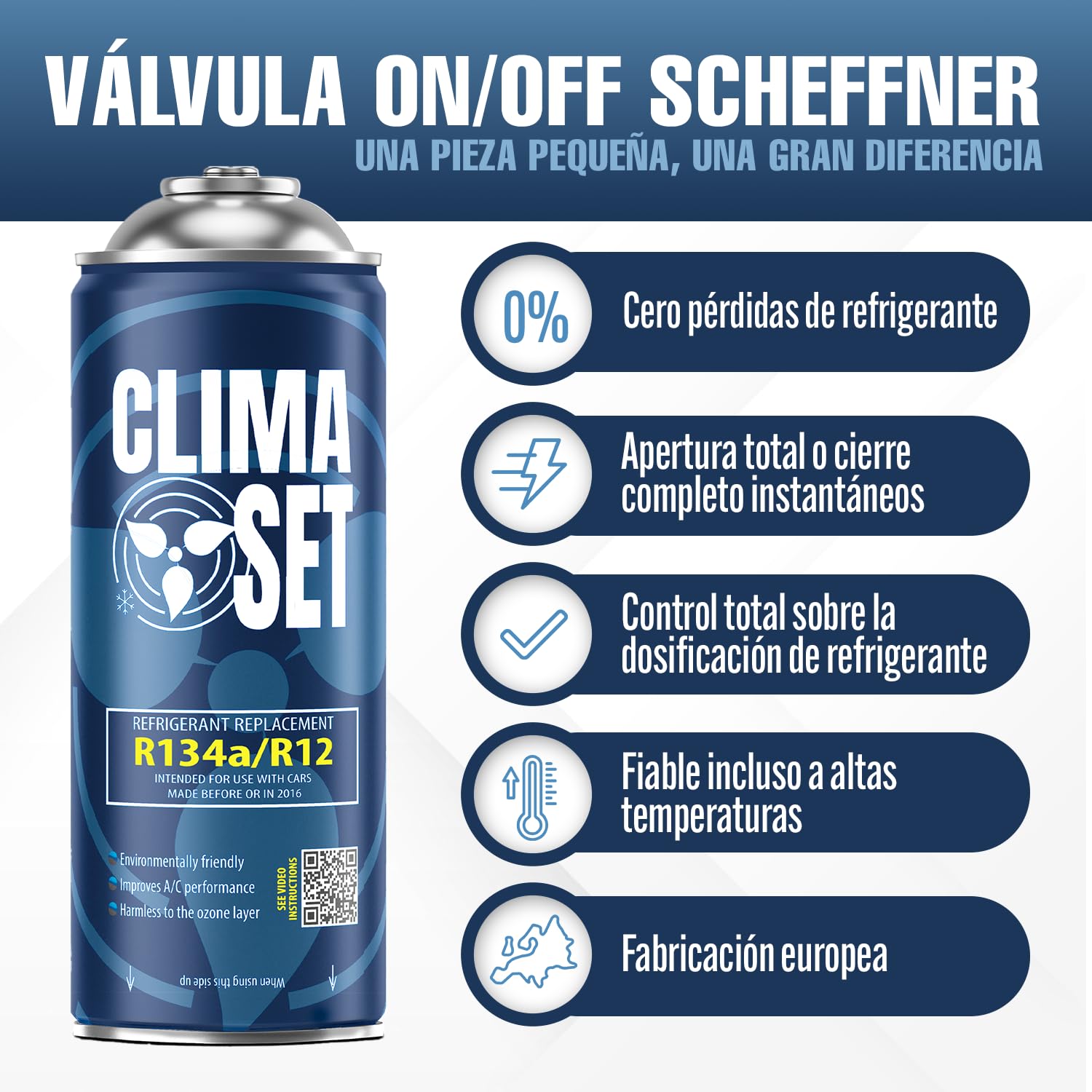CLIMASET - 4 Recargas de Gas sustituto R134a para Aire Acondicionado - Kit de Recarga de Gas para Aire Acondicionado - Kit de Recarga de Aire Acondicionado para Automóviles