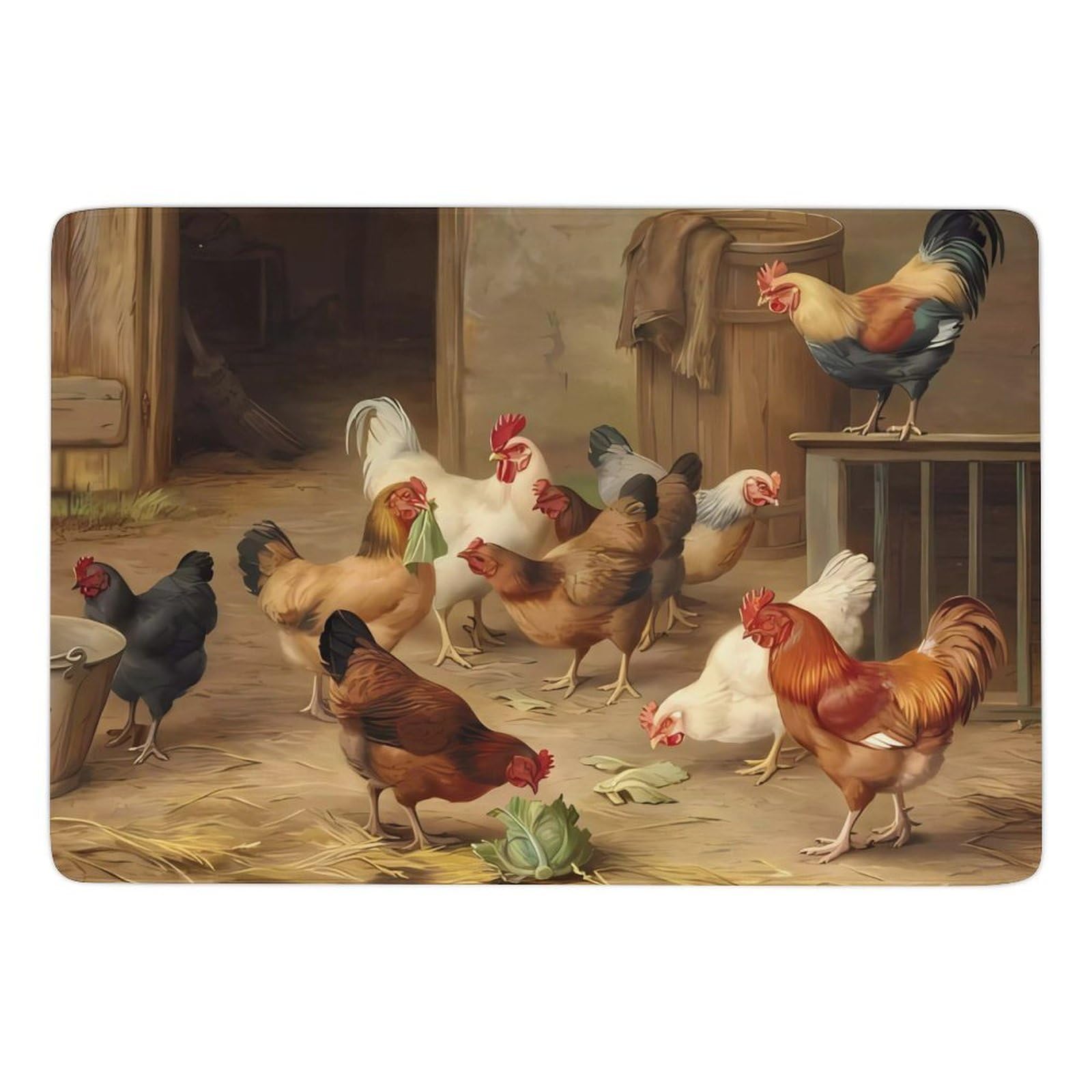Tapis en velours motif poules pour réveiller la déco du salon
