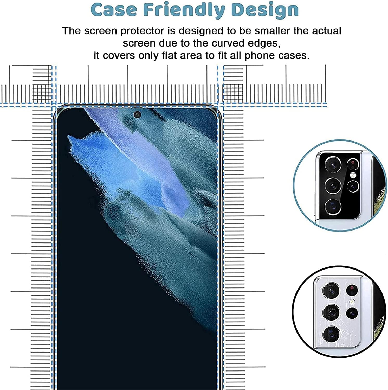 Coliary [2+2 Pack]Galaxy S21 Ultra Screen Protector, HD Clear Tempered Glass, Ultrasonic Fingerprint Support, 3D Curved, Scratch Resistant, Bubble-Free for Galaxy 5G Glass Protector Samsung