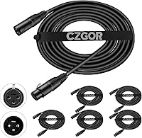 Vista 10 de Cable DMX de 10 pies, paquete de 10 cables flexibles de señal XLR macho a hembra, adecuado para señal de iluminación de escenario, conexión XLR