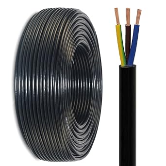 3-Core EU Certified Power Cable Flexible Line 0.5MM2-6MM2 - Heavy-Duty Oxygen-Free Copper Eco PVC Flame Retardant High Conductivity for Machinery & Automation60ft,3C-0.5mm2
