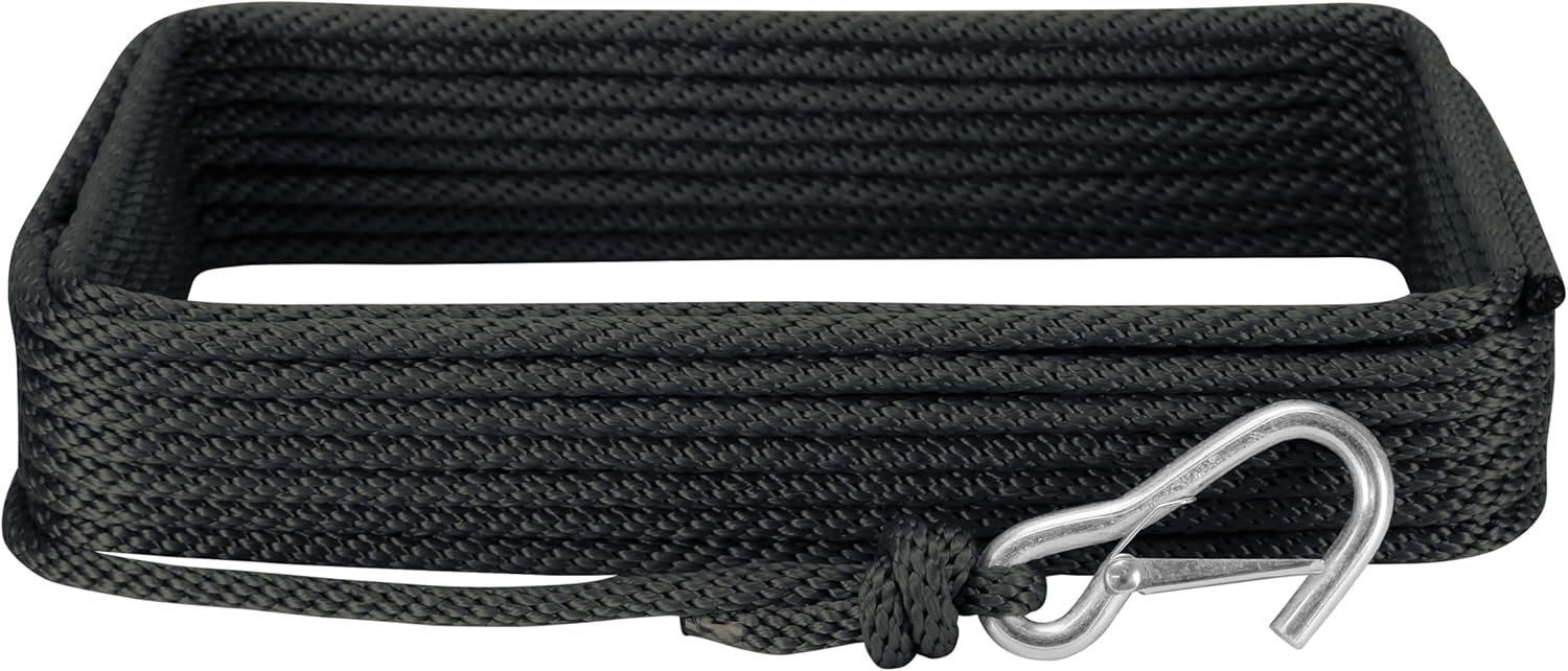 Extreme Max 3006.2027 BoatTector Solid Braid MFP Anchor Line with Snap Hook - 3/8" x 50', Black