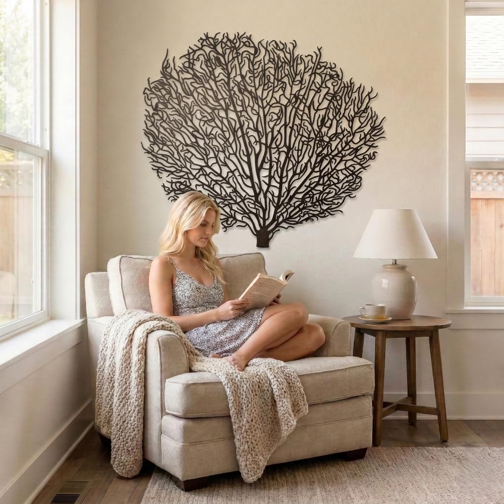 DEKADRON Metal Wall Decor, Branch, Home Living Room Decor, Wall Sign, Metal Wall Art, Interior Decoration, Indoor Outdoor Hangings (45x43 cm)