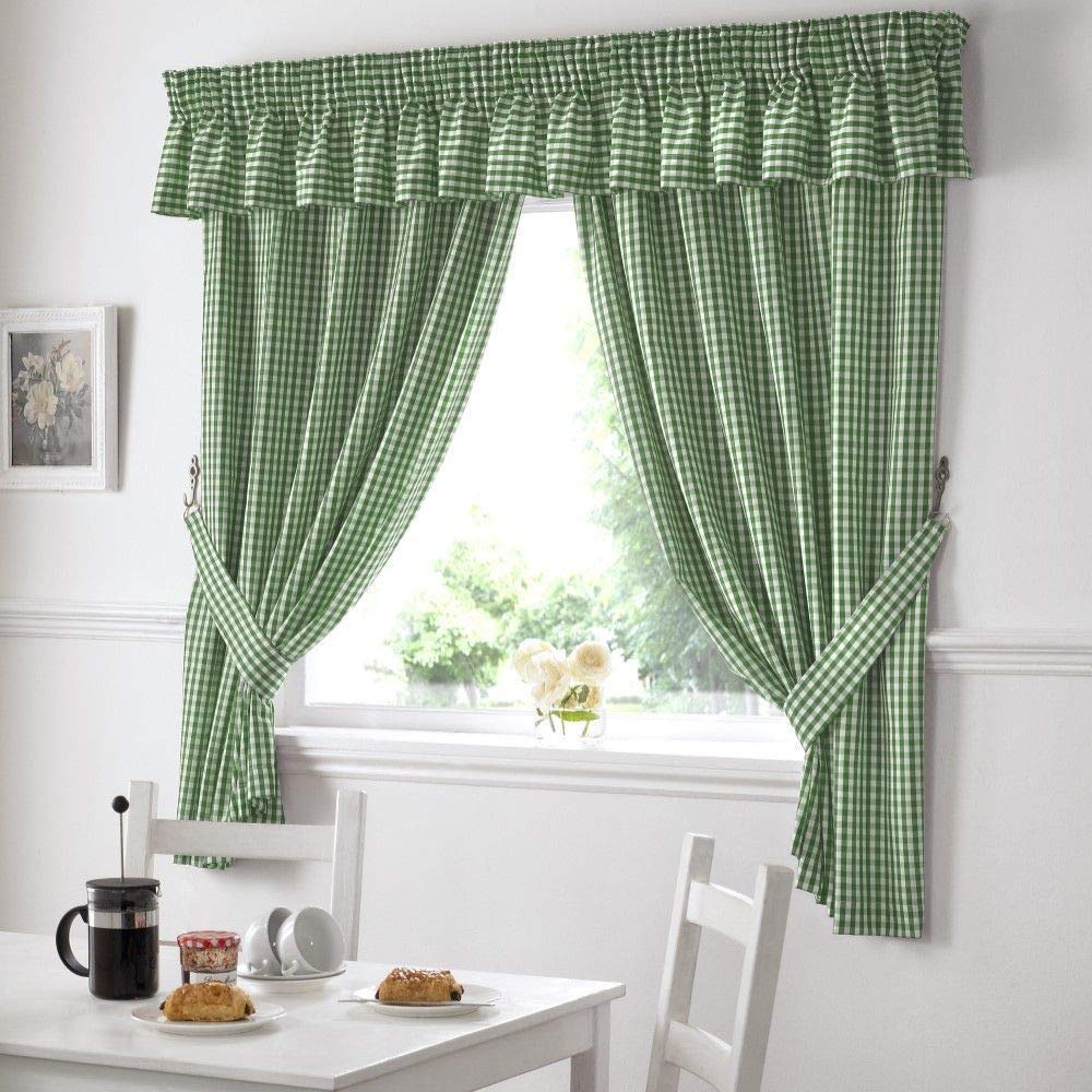 Alan Symonds Ready Made Curtains Gingham Pelmet, Green