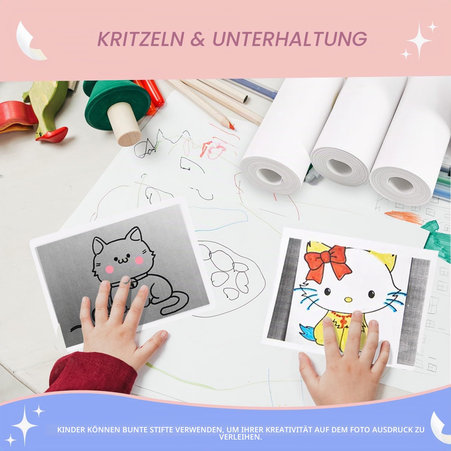 12 Rollen MIARALA Sofortdruck Kinderkamera-Papierrolle Nachfüllpackung, HD-Druck-Kamera-Papier-Nachfüllpackung für die meisten Kinder-Sofortbildkamera, BPS/BPA-frei