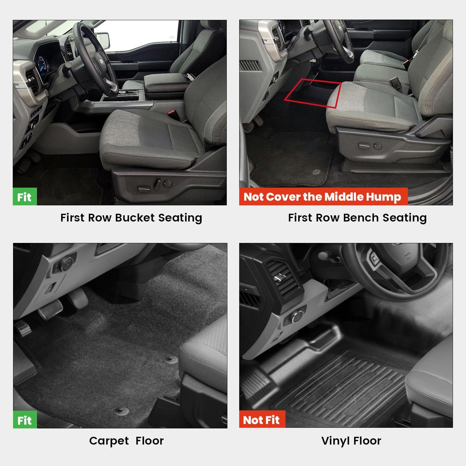 LASFIT Floor Mats for Ram 1500 Crew Cab 2019-2024 Without Rear Under-Seat Factory Storage 4 Full Size Doors Bucket Seat (NOT for Classic Model), All Weather TPE Custom Fit 1st & 2nd Row, Black - Image 3