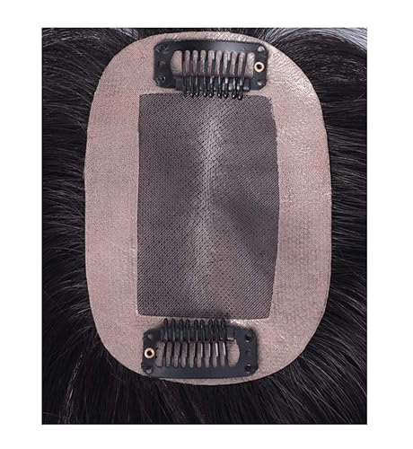 Miniatura 5 de Toppers de cabello humano mono de 2.8x3.9 in para mujer, peluca rizada con clip para cabello fino (10 pulgadas, negro apagado)