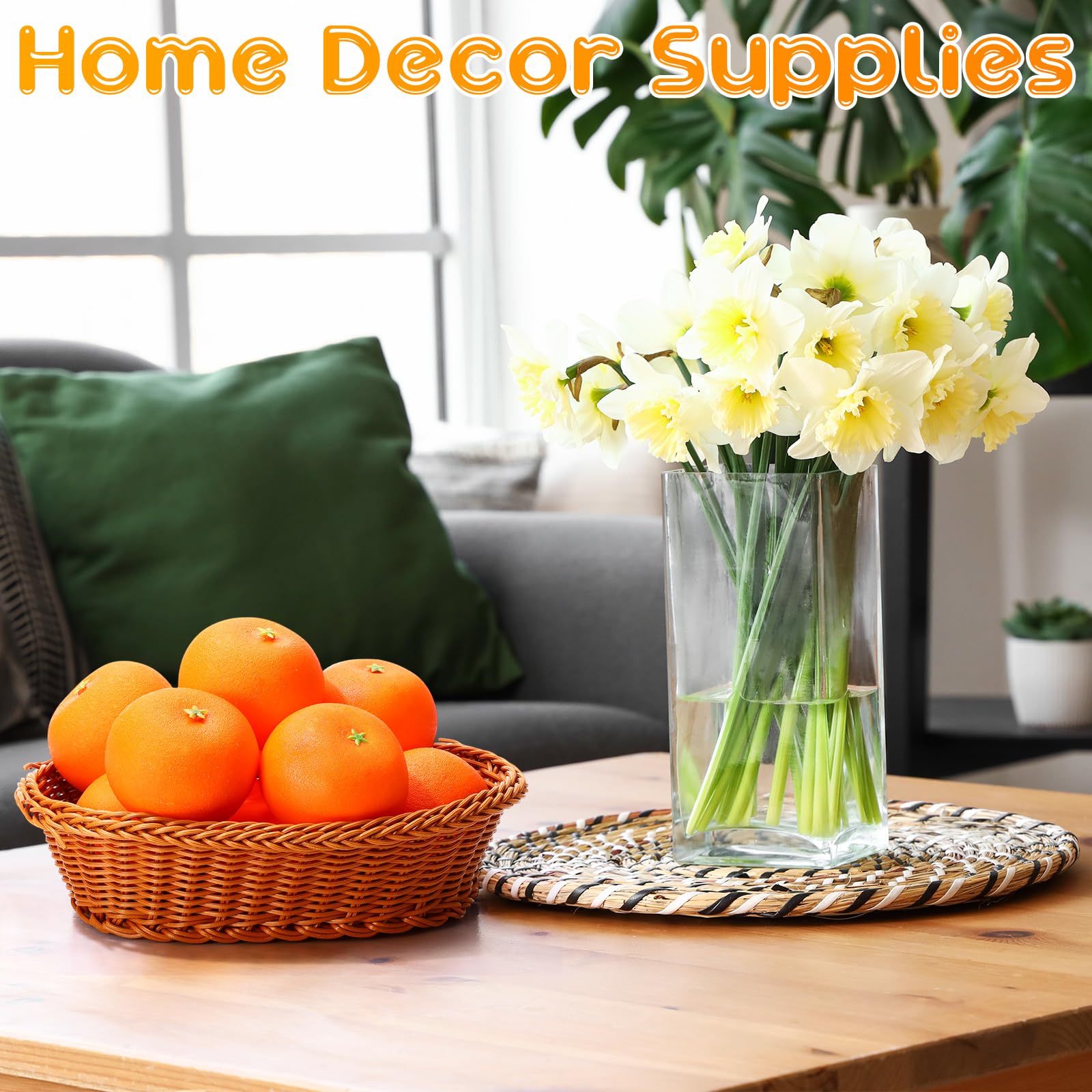 WinnerWhy Künstliche Orangen, künstliche Orangen, künstliche Früchte zur Dekoration, 7,6 cm, lebensechte Mini-Früchte für Schalen, Dekoration, Tischdekoration, Zuhause, Küche, Party-Dekoration,