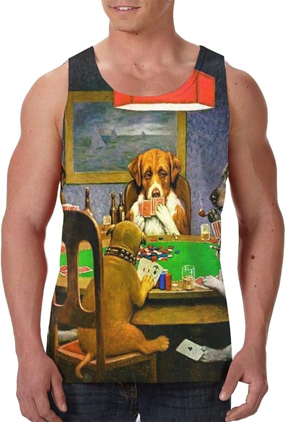 Amazon Co Jp タンクトップ ポーカーをする犬 ノースリーブ フィットネス スポーツ トレーニング 筋トレ メンズ ファッション