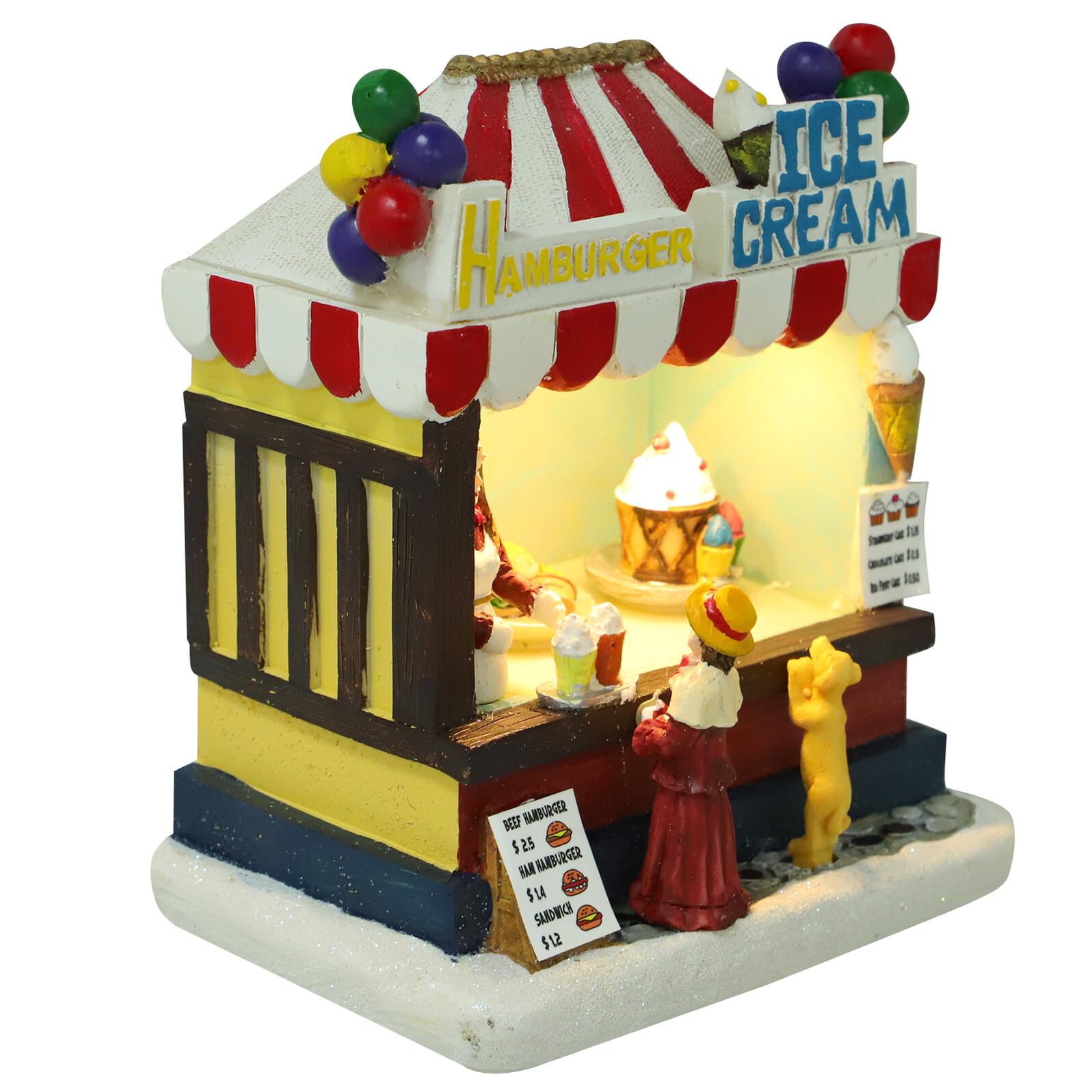 Sosoport Casa Luminosa di Natale in Resina Decorazione per Feste di Natale Casa Luminosa LED Artigianale e Elegante