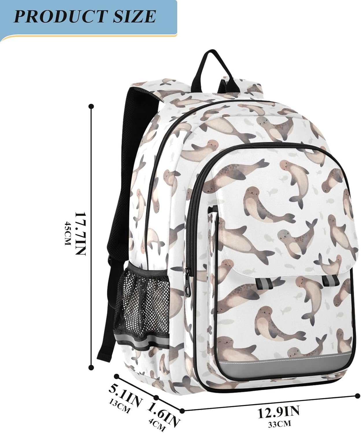 Kids Cute Seal Backpack for Boys Girls Schoolbag Children Teens Elementary Middle School Bags Lightweight Student Bookbag