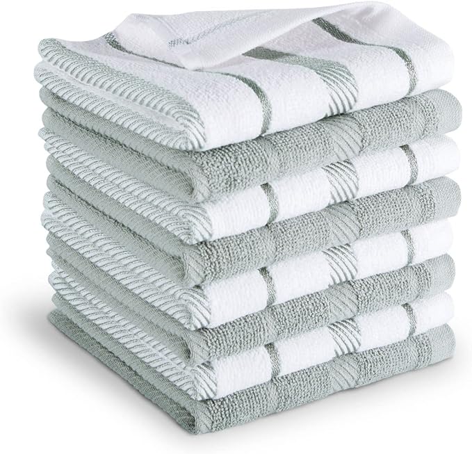 KitchenAid Albany Dishcloth 8 Pack Set, Milkshake/White, 12"x12"